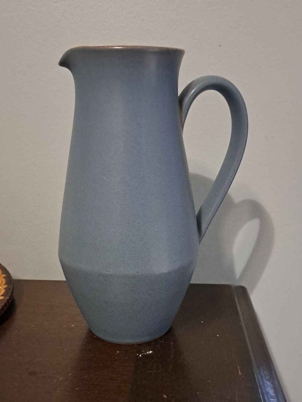 Matte Blue Ceramic Pitcher Vase - Home Art